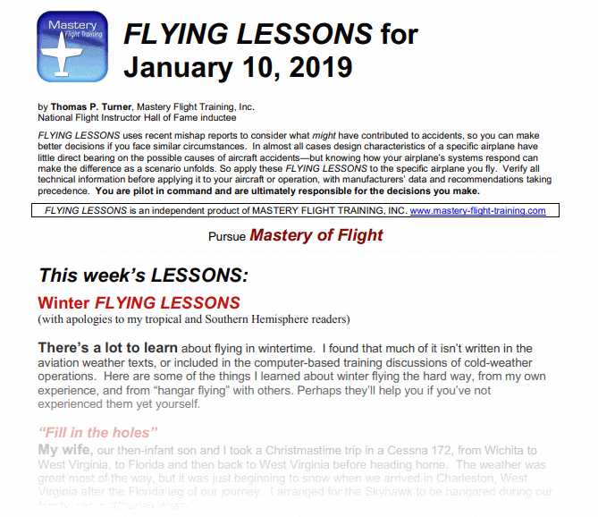 Winter Flying Lessons